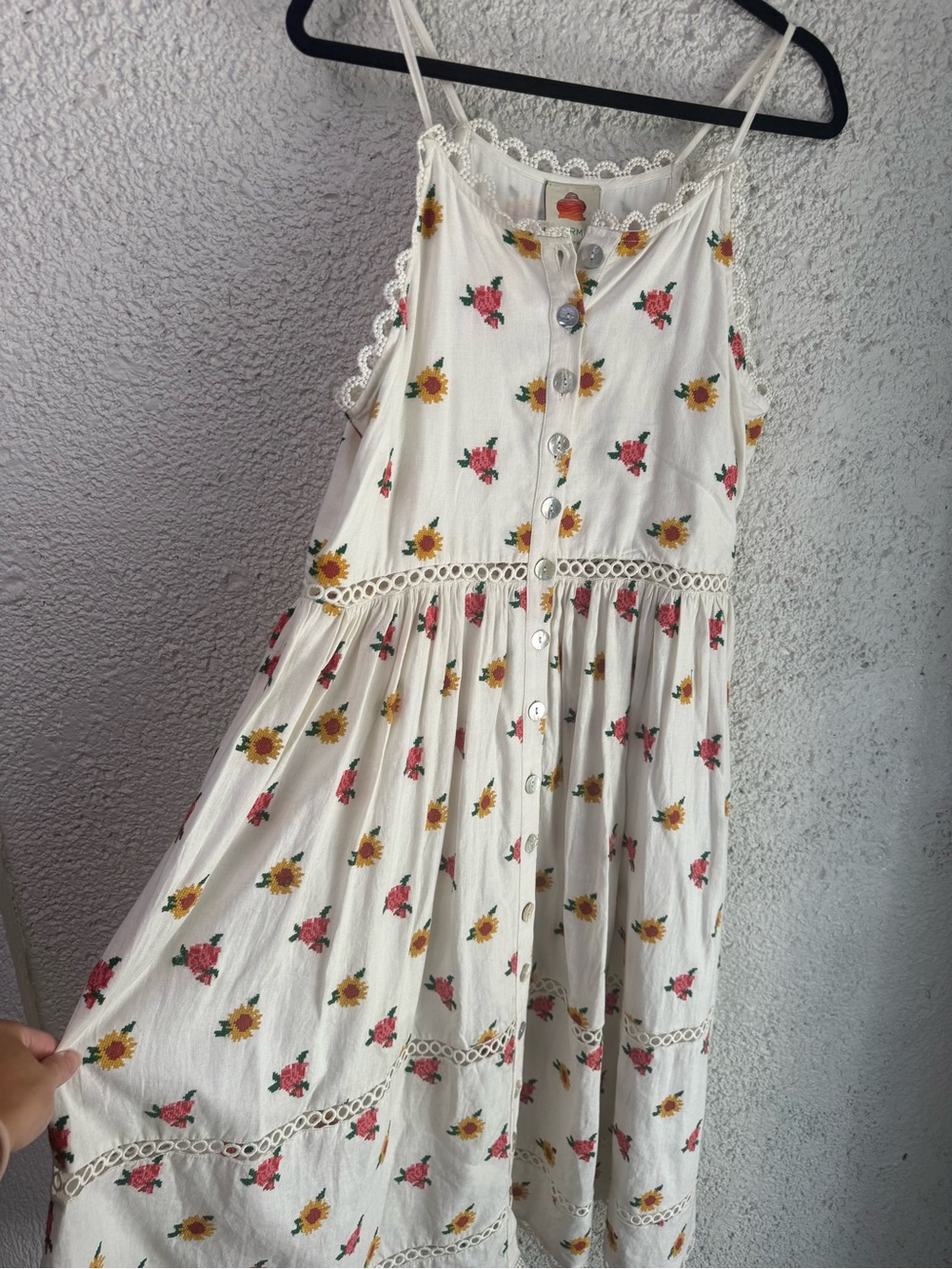 FARM Rio White Midi Dress with Pink & Yellow Floral Print - Picture 3 of 10